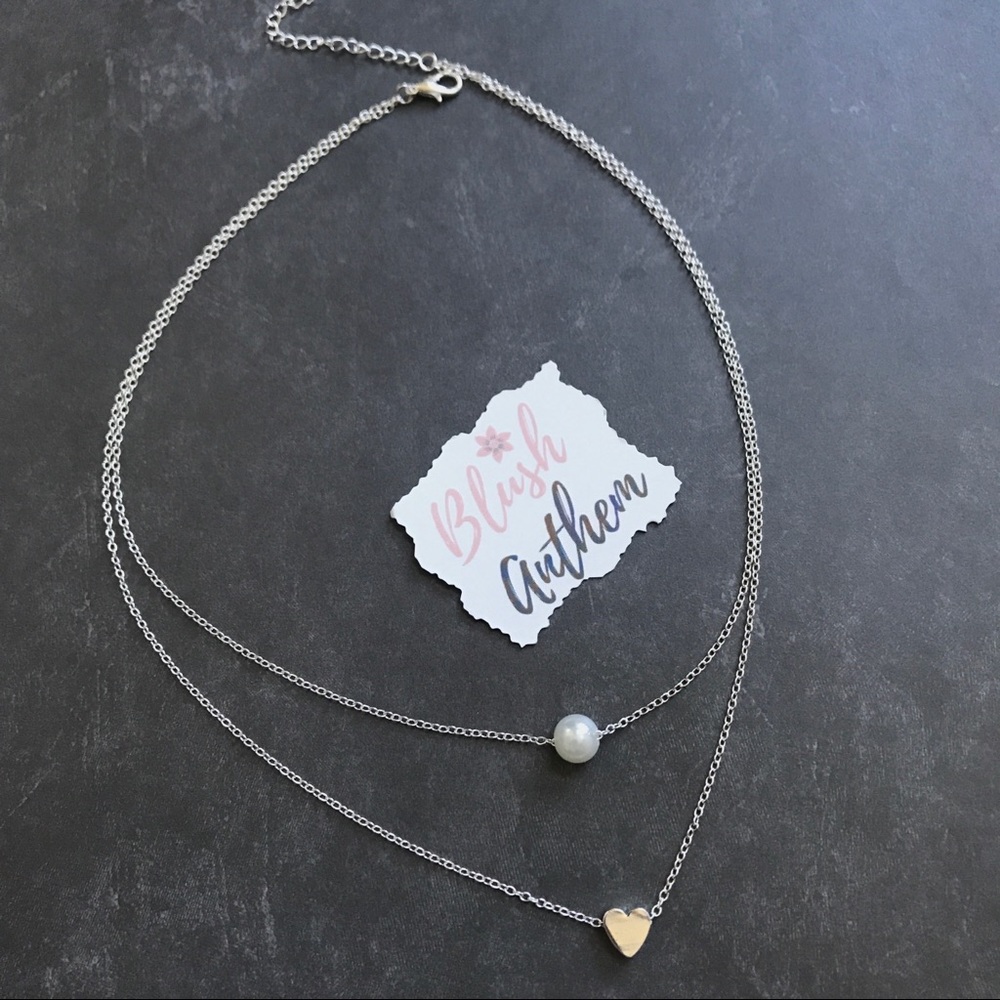 3/$25⚡️heart & faux pearl multilayer necklace - Picture 5 of 8
